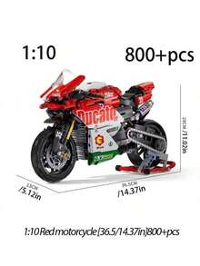 比例摩托车积木，摩托车建筑积木，组装模型玩具（所有链接图片均为成品效果展示，收到后需自行组装），装饰，摩托车爱好者配件，适合作为生日、圣诞节、万圣节、感恩节、新年、派对礼物 - 彩色 - 查看 15