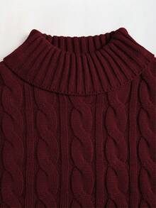 Sweetra 2pcs Women's Casual Knitted Sweater Top And Long Skirt Set, Loose Fit Turtleneck Long Sleeve Crop Top And Skirt, Autumn/Winter - Red - View 8