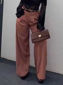 Jeta Ari Marland Straight-Leg Elegant Modern High-Waist Suit Pants, Vacation/New Year - Coral Pink - View 4