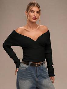 SHEIN BAE Women's Elegant Chic Solid Color Slim Fit Turtleneck Sweater, Versatile For Autumn/Winter,Black Sweater - Black - View 7