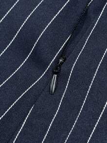 Airlisse Women's Striped Long Sleeve Top And Skirt Set, Casual Commuter Suit, Business Casual