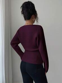 Elenzga Pull pour femmes, style vintage de Stockholm, couleur crème, convient aux enseignants, étudiants, bureau, décontracté, rendez-vous, simple, élégant, polyvalent, Top en tricot - Fushia - Voir 2