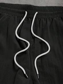 Sport MetroGents 男士字母印花抽绳腰时尚运动裤 - 黑色 - 查看 4