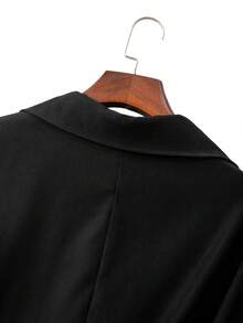 GlowEve CURVE Vest cổ ve màu trơn tay dài có thắt lưng và chân váy midi thanh lịch cho nữ cỡ lớn - màu đen - Xem 6