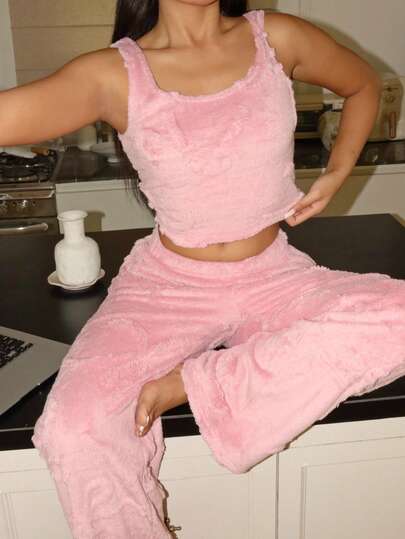 Lowkey Lull INS Style Casual Loose Women Pajama Set, Cozy Winter Clothes