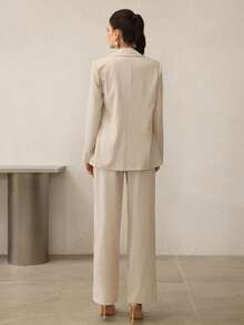 Modelyn 3件套：奢华休闲西装背心和裤子，秋冬 - 杏色 - 查看 3