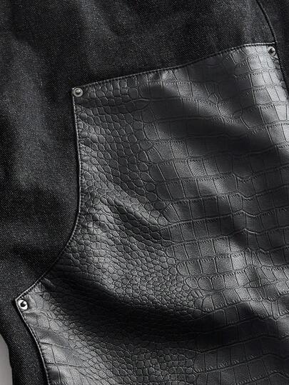 Street Life Pantalon cargo en denim ample et patchwork pour hommes