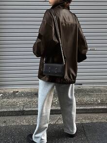 FRIFUL Chaqueta holgada con caída de hombros de moda para mujer, adecuada para ir al trabajo en otoño - Marrón - Ver 10