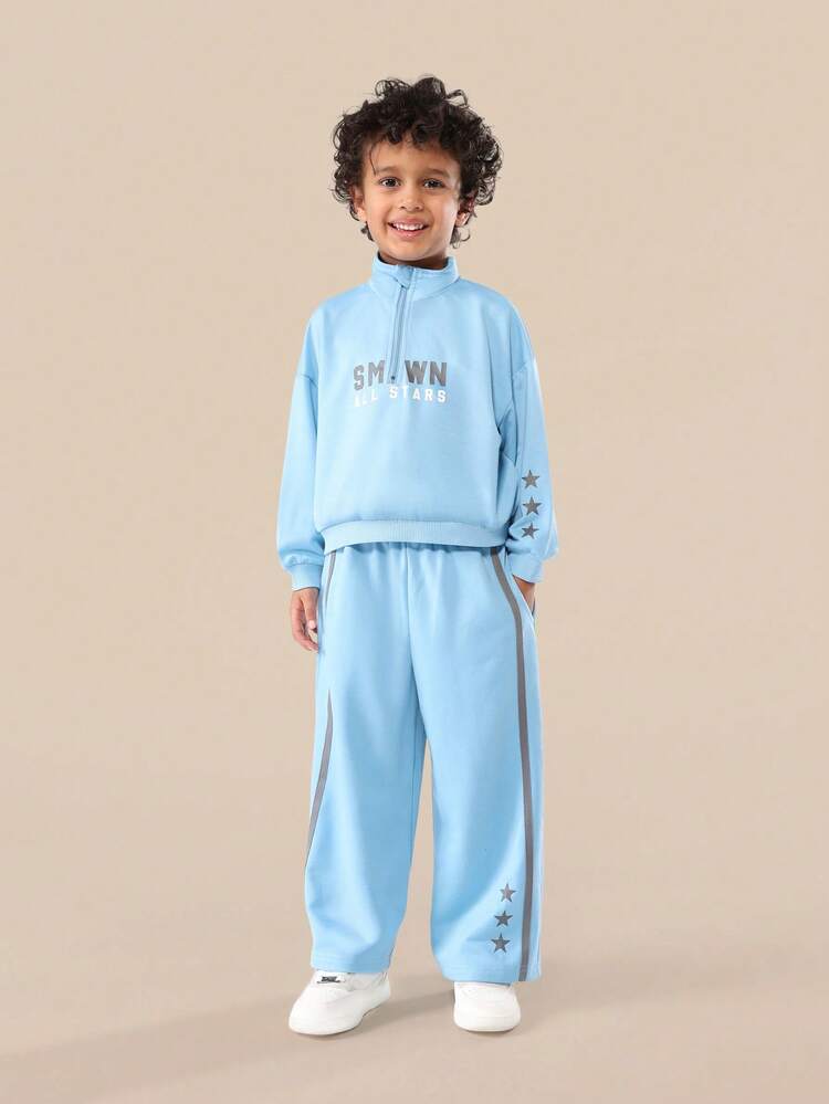 Funnel Neck Sweatshirt And Pants Set With Stars