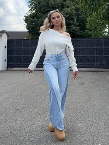 Jeta Ari Jeans casuales de mujer de unicolor y sencillos - Lavado ligero - Ver 4