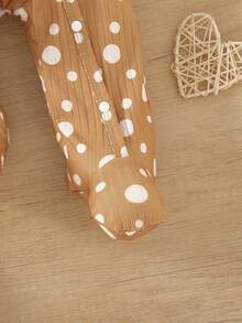 SHEIN Playful Pals Heart Print Newborn Baby Jumpsuit, Rainbow Khaki Jumpsuit