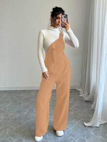 Chiquease 女式休闲灯芯绒工装裤 - 杏色 - 查看 3