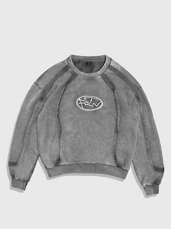 Street Life Felpa girocollo casual da uomo con stampa grafica e maniche lunghe