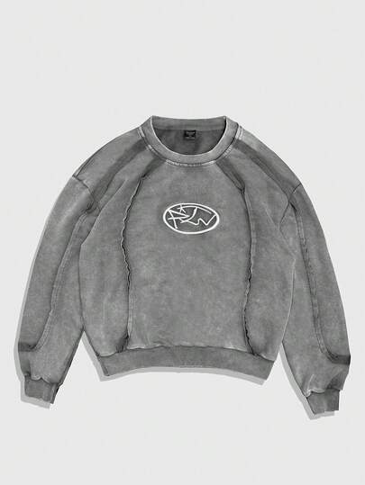 Street Life Felpa girocollo casual da uomo con stampa grafica e maniche lunghe