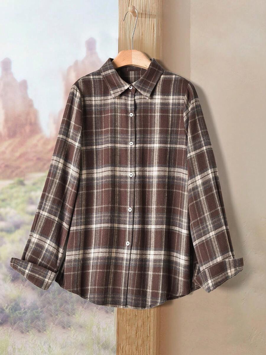 Rusticease Women's Casual Waist Cinched Long Sleeve Button-Up Shirt, Suitable For Autumn/Winter, Back To School, Embroidered Small Logo Christmas Winter - Multicolor - View 1