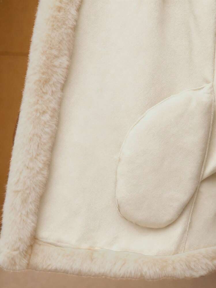 ELEGANT SINGLE BUTTON FAUX FUR COLLAR COAT