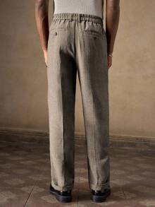 AKNOTIC Business Casual Quần ống đứng dáng rộng dệt kim cho nam, thời trang mặc hàng ngày - Cà phê nâu - Xem 7