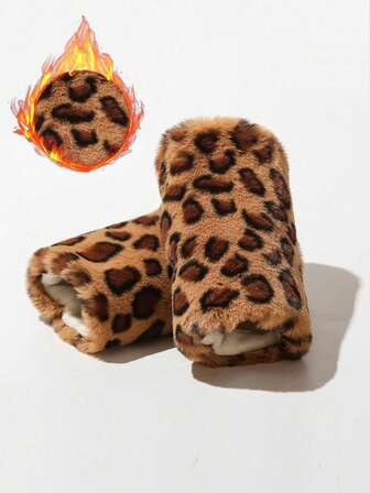 Grunge Punk 1 paire de gants style punk à imprimé léopard, gants moelleux et chauds Y2K