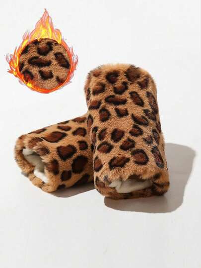 Grunge Punk 1 par de guantes con estampado de leopardo de estilo punk, guantes cálidos y esponjosos de estilo Y2K