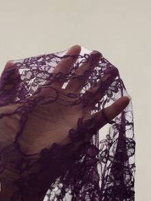 SHEIN ICON Áo khoác cardigan tay dài phối ren xoắn phía trước phong cách Boho Hippie Goth kiểu miền Tây dành cho nữ Y2K - Màu tím - Xem 8