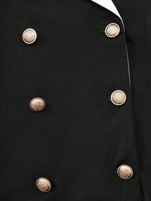 青少年女孩修身衬衫裙，带褶裙，长袖，休闲舒适 - 藏蓝色 - 查看 8