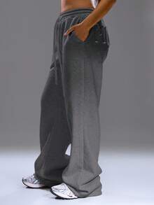 MUSERA Distressed Wide Leg Baggy Joggers Cosy Cute Casual Basic Everyday  Christmas Lounge - Dark Grey - View 3