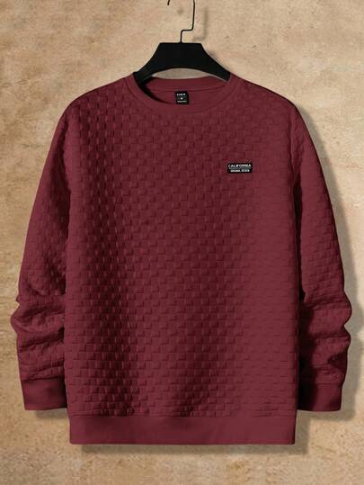 HIMLAND Sweatshirt pour homme avec détail de patch de lettre, pour l'automne