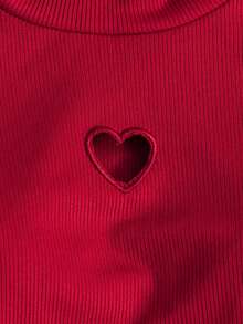 Sparklyn 2pcs/Set Tween Girls Casual Christmas & New Year Red T-Shirt And Red Plaid Skirt - Multicolor - View 3