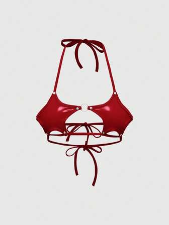 Grunge Punk Sujetador sexy con cordones y remaches con forma de pentagrama, estilo punk