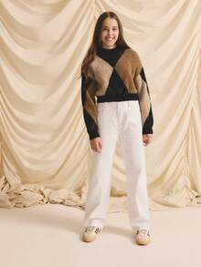 Girls' Wide Leg Denim Jeans, New Arrival For 2025 Autumn, Y2K Style, Comfortable Cotton, Suitable For Daily Wear, School, And Commute, For Teenage Girls - White - View 8