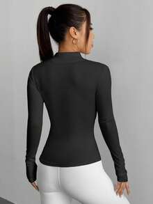 DAZY Women's Slim Fit Waist Drawstring Casual Sports Jacket - Black - View 2