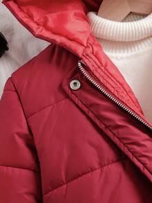 Chaqueta con capucha de unicolor informal para niña preadolescente, invierno - Rojo - Ver 5