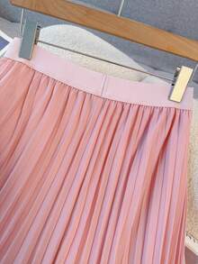 SHEIN Clasi Váy xếp ly ren chắp vá cỡ lớn cho nữ - Bụi hồng - Xem 8
