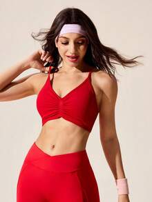 Core Rhythm 女士休闲运动瑜伽健身吊带背心 - 紅色 - 查看 3