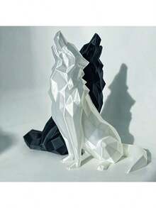 Modern Abstract Geometry Wolf Statue - 3D Printed Plastic Sculpture, Suitable For Home And Office Decoration, Indoor And Outdoor Use, No Electricity Required, Suitable For Living Room, Bookshelf, Entrance, Indoor And Outdoor Decoration | Abstract Wolf Design | Plastic - Multicolor - View 5