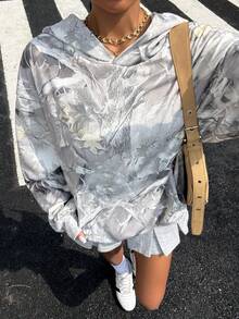 Muchica 秋冬女式针织树枝印花落肩长袖休闲连帽衫 - 彩色 - 查看 4