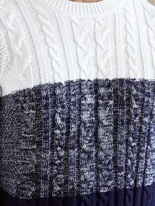 Manfinity Bizformal Autumn/Winter New Blogger Stylish Design Twist Rope 3D Floral Jacquard Colorblock Pullover Sweater For Men, Jumper For Men, Long Sleeve Top - Multicolor - View 2