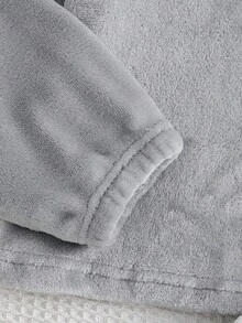 Winter  1set Teen Girl Casual Crew Neck Embroidered Long Sleeve Fleece Sweatshirt And Black White Plaid Fleece Pants Elegant Loungewear Pajama Set, Suitable For Winter Grey Pajama Set - Multicolor - View 7