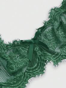 ROMWE Goth 花卉蕾丝钢圈三角杯文胸 - 綠色 - 查看 3