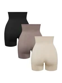 EasyFave 3pcs/Set High Waist Thin Comfortable Tummy Control Lifting Yoga Pants, Anti-Chafing Bike Shorts, Breathable Activewear - Multicolor - View 2