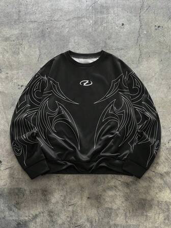  AXEPEAK Street Casual Hip Hop Short Loose Fit Men Pullover,Fleece, Long Sleeve Top