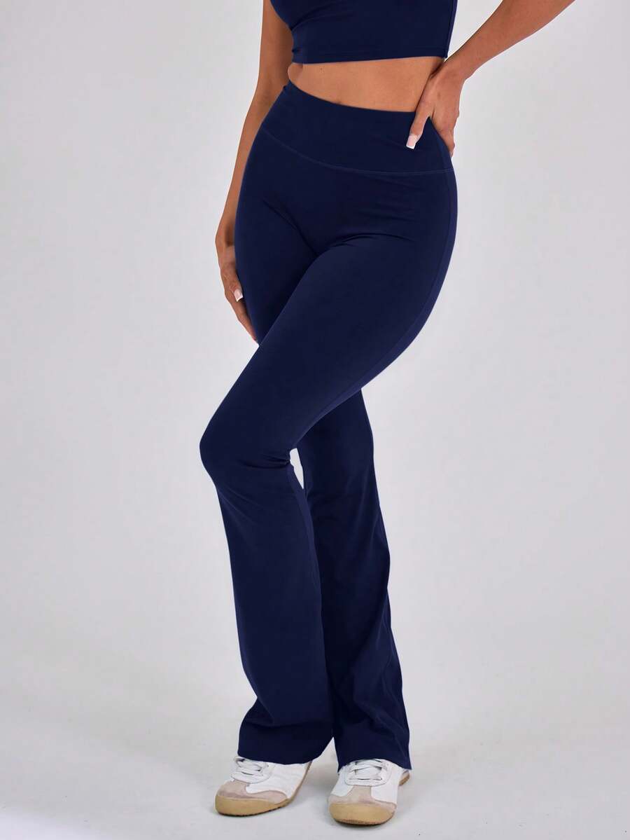 Musera Sport 高腰塑形喇叭运动紧身裤，仅限板式网球、网球、匹克球、健身房、普拉提、日常休闲穿着。 - 藏蓝色 - 查看 1