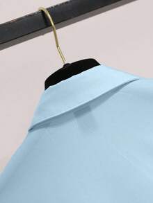 Franclia 女式优雅休闲七分袖褶边衬衫 - 淺藍色 - 查看 5