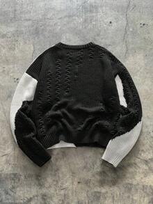 AXEPEAK Men's Autumn/Winter Fashion Color Block Patchwork Sweater - Multicolor - View 9