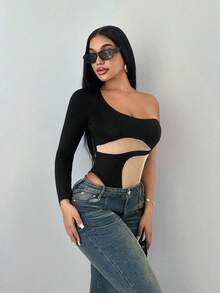 Sirith Body de mujer con parches de colores contrastantes y diseño sexy - Negro - Ver 3