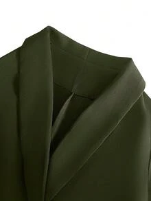 Franclia 女式黑色长袖修身性感西装外套，冬季 - 軍綠色 - 查看 4