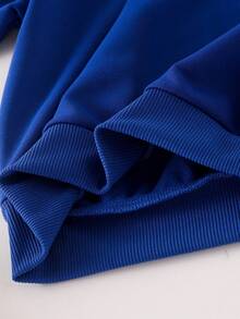 Elladie kids 2 Stücke/Set Mädchen (klein) marineblauer gestrickter Erdbeermuster Langarm Rundhals Sweatshirt und Hose Set, Herbst/Winter, modisches, niedliches Cartoon Kinderoutfit