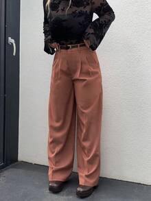 Jeta Ari Marland Straight-Leg Elegant Modern High-Waist Suit Pants, Vacation/New Year - Coral Pink - View 3