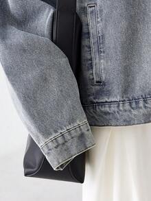 ESTAVOR Men's Autumn/Winter Patchwork Sherpa Collar Single-Breasted Casual Denim Long Sleeve Jacket - Baby Blue - View 7