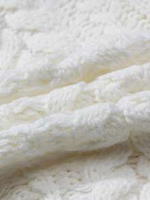 Sweetra 秋冬休闲纯色抽绳灯笼袖开衫 - 白色 - 查看 3